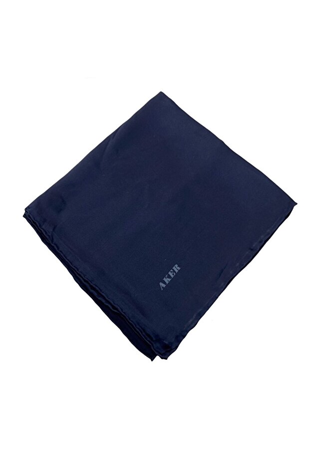 Plain Silk Scarf Sura - Navy Blue 321 - Large Size