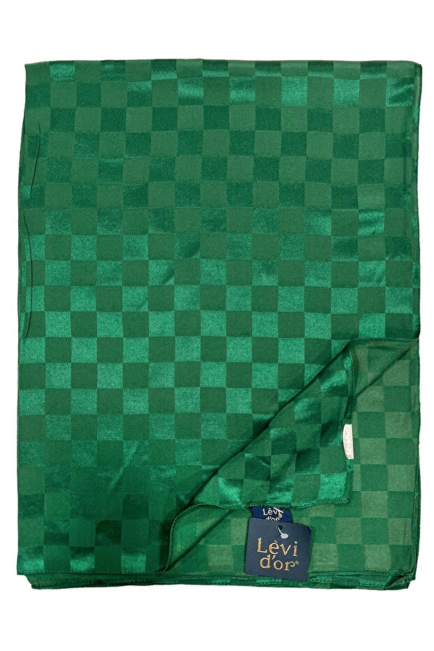 Jacquard Shawl - Checkerboard - Emerald