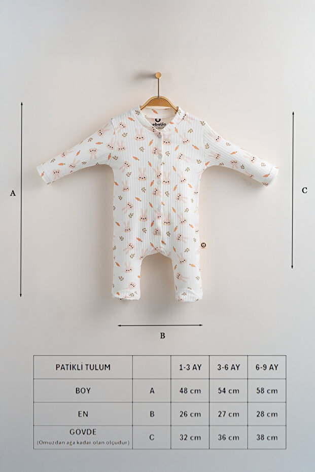 بذلة منقوشة على شكل أرنب مصنوعة من القطن بنسبة 100% - 3