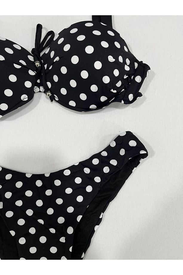 Kadın Siyah Puantiyeli Astarlı Bikini Takım HZL25S-LC2223 - 7