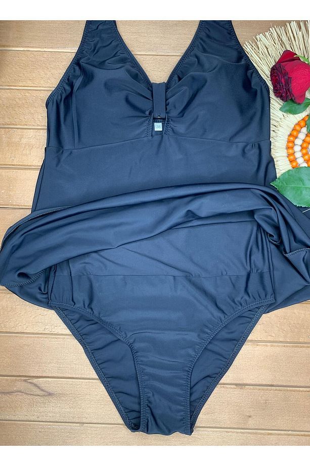 Kadın Askılı Birleşik Slip Elbiseli Mayo Likralı Esnek Şık Kaliteli Göğüs Pedli - 2