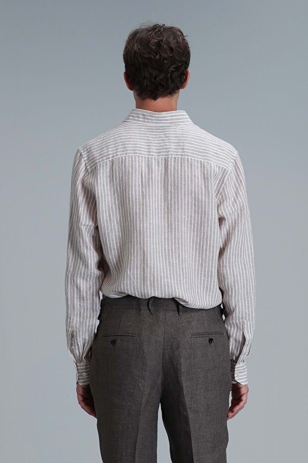 111010618 Tamar Erkek Basic Gömlek Regular Fit Erkek Gömlek BEJ - 6