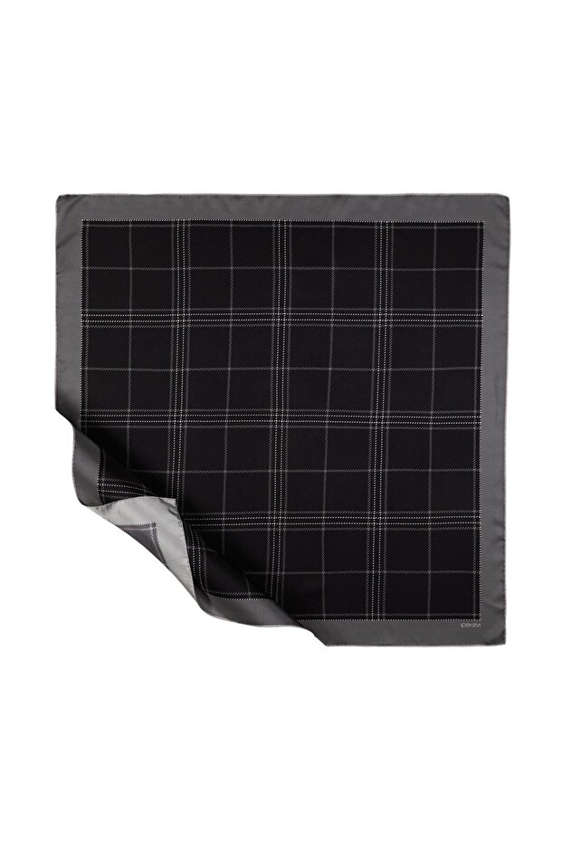Highlander Plaid Tweed Silk Scarf 1155-Black