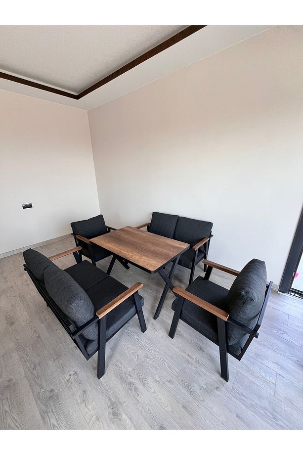 2 2 1 1 Yemek Masası ANTRASİT Bahçe Takımı Balkon Takımı Bahçe Seti Oturma Grubu Masa Seti - 5