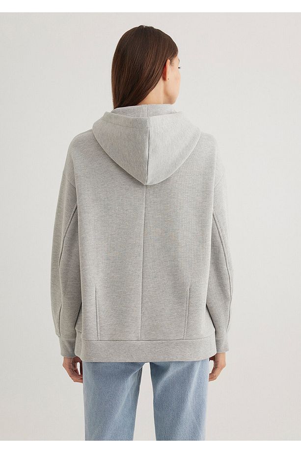 Kapüşonlu Gri Basic Sweatshirt 1s10186-83096 - 5