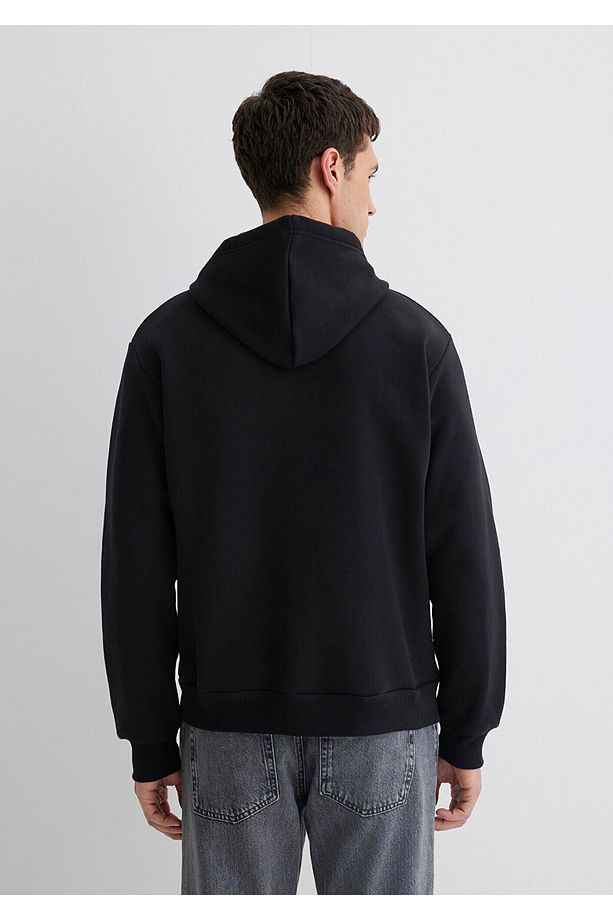 Kapüşonlu Siyah Basic Sweatshirt 0s10275-900 - 4
