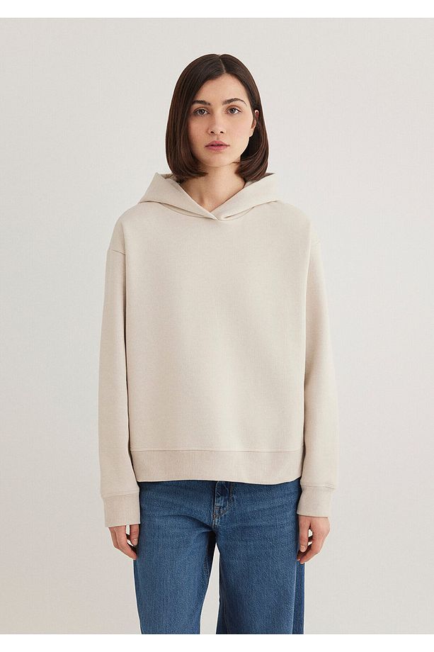 Kapüşonlu Bej Sweatshirt 1s10191-70143 - 3