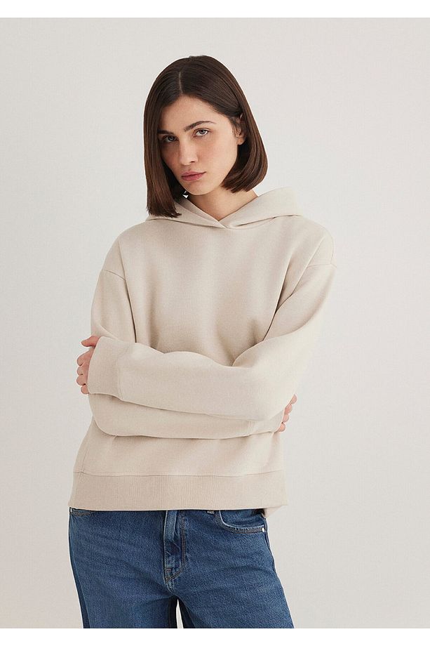 Kapüşonlu Bej Sweatshirt 1s10191-70143 - 2