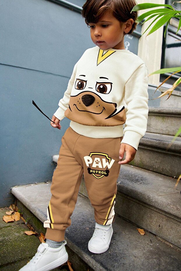 New Season Boy's Tracksuit Set - Paw Patrol Printed, Süzene Embroidered Toe, Bottom and Top Set