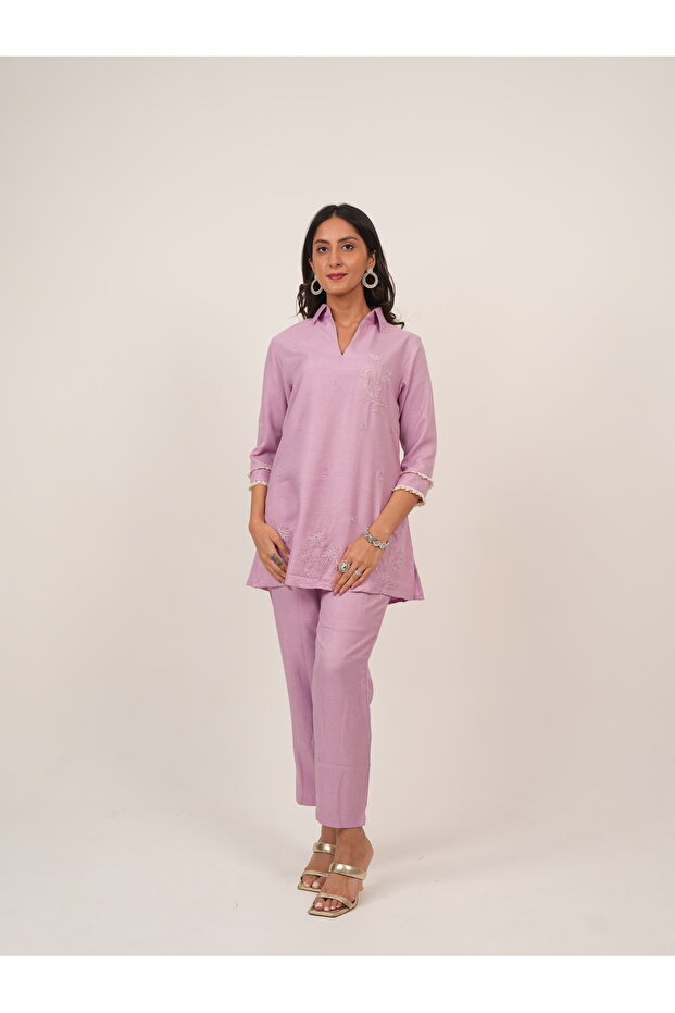 Blush Petals Embroidered Co-Ord Set