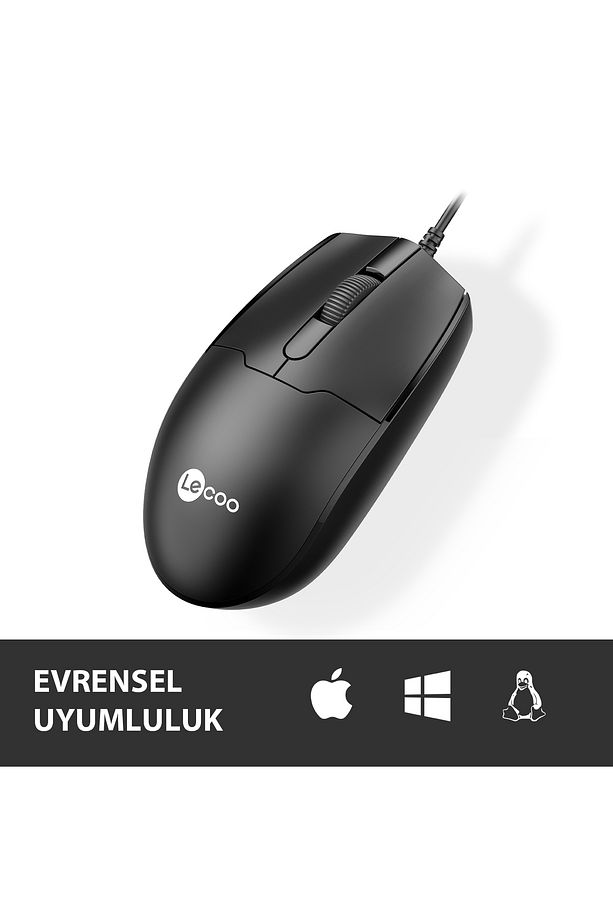 Ms101 Usb Kablolu 1200dpı 3 Tuşlu Pc, Mac, Dizüstü Bilgisayar Ile Uyumlu Optik Mouse Siyah - 3