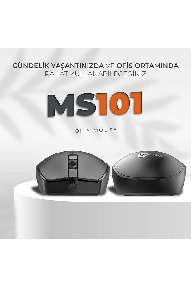Ms101 Usb Kablolu 1200dpı 3 Tuşlu Pc, Mac, Dizüstü Bilgisayar Ile Uyumlu Optik Mouse Siyah - 6