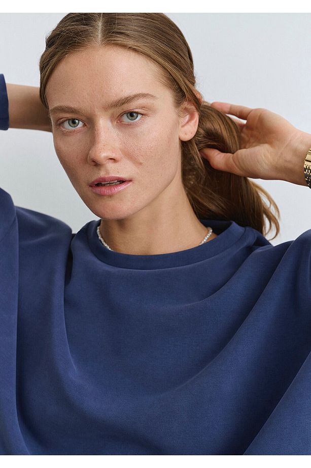 Lux Touch Tencel Tm Lacivert Modal Sweatshirt 168837-70491 - 5