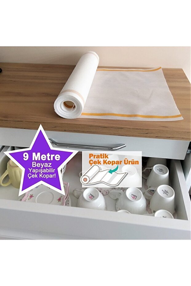 Practical Plucker Transparent White 9m Adhesive Drawer Cabinet Organizer Shelf Cover Non-Slip Non-Slip