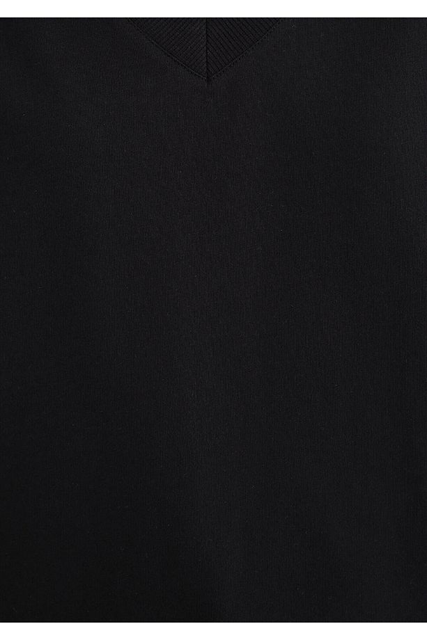 V Yaka Siyah Basic Tişört Regular Fit / Normal Kesim 166248-900 - 6