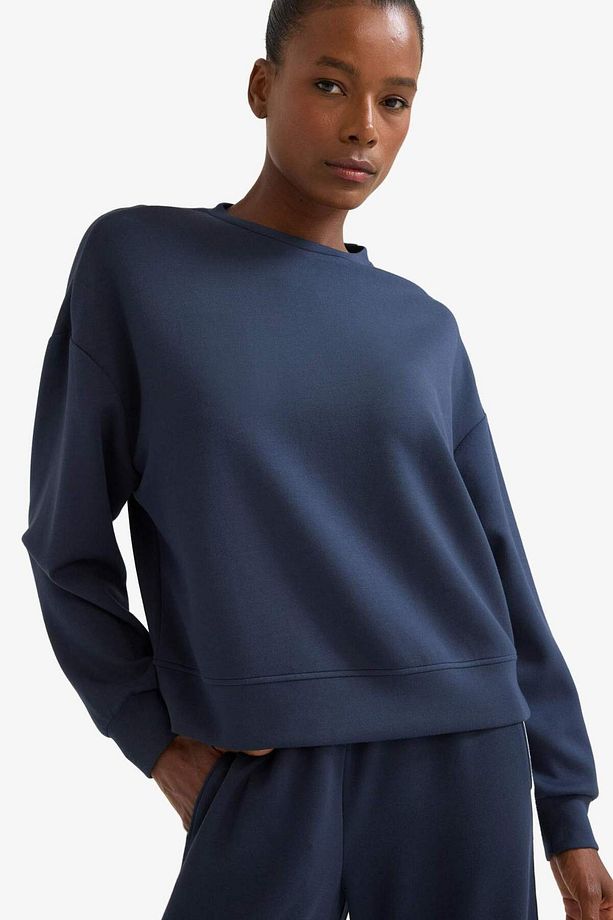 DeFactoFit Oversize Geniş Kalıp Bisiklet Yaka Modal Sporcu Sweatshirt E8954AX25AU - 4
