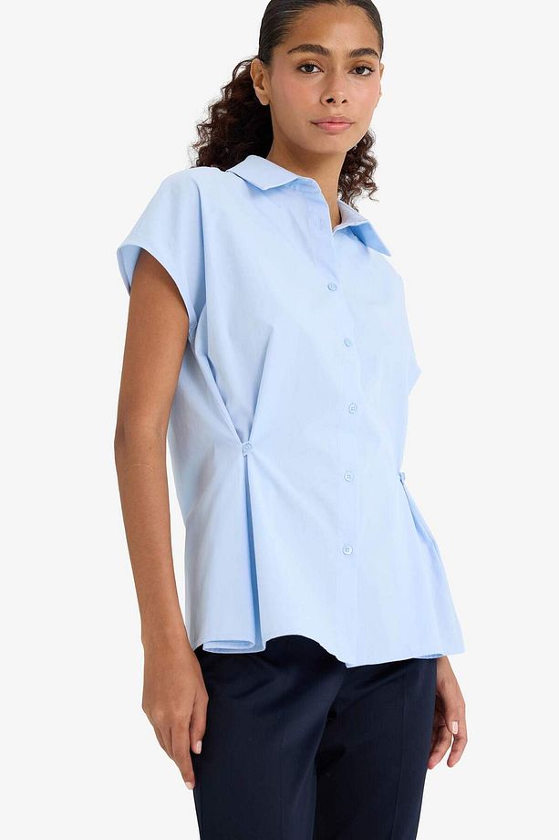 Fitted Poplin Kısa Kollu Gömlek F7313AX25AU - 4