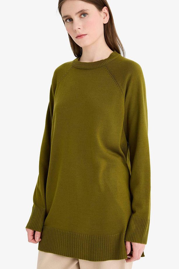 Regular Fit Bisiklet Yaka Basic Düz Uzun Kollu Tunik C4474AX25WN - 3