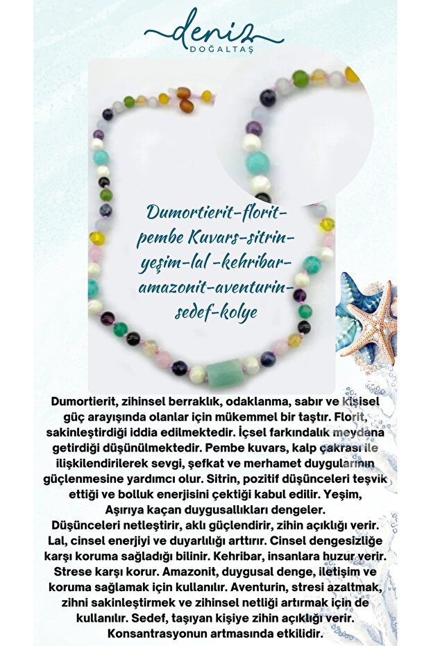 Pink Dumortierite and Quartz Necklace - Certicated Citrine Jade Lal Amber Amazonite Aventurine Pearl