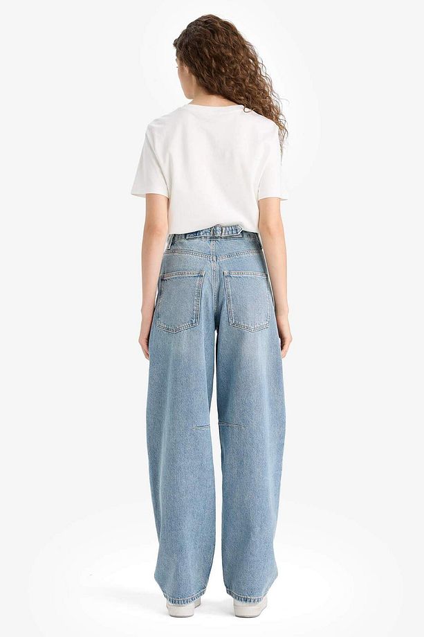 Baggy Fit Yüksek Bel Uzun Jean Yıkamalı Pantolon E9152AX25AU - 7