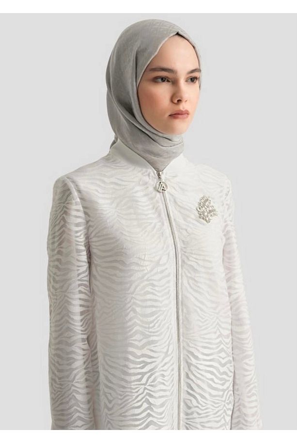 Fermuarlı Bronş Taşlı Astarlı Tunik - 6