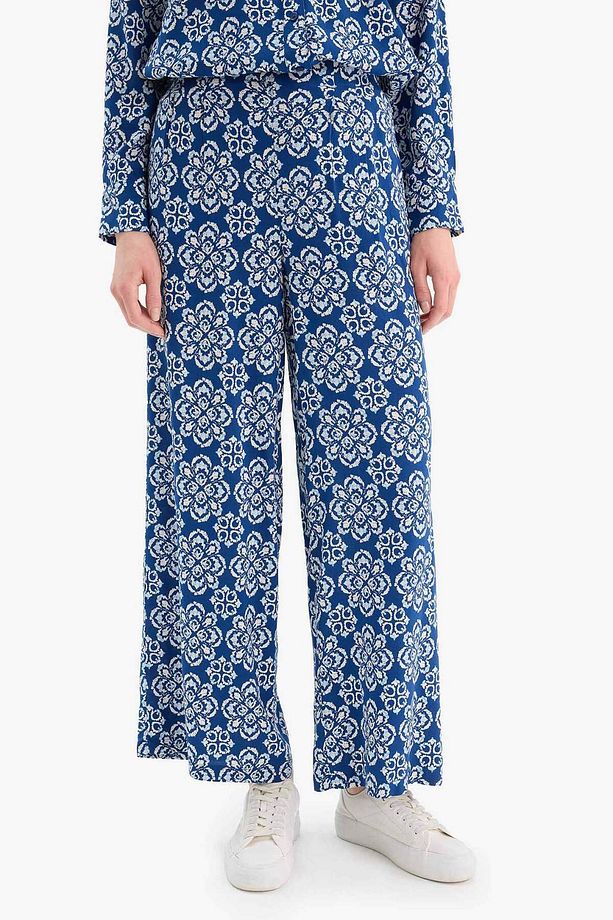 Wide Leg Geniş Bol Paça Desenli Viskon Pantolon D9757AX25SM - 3