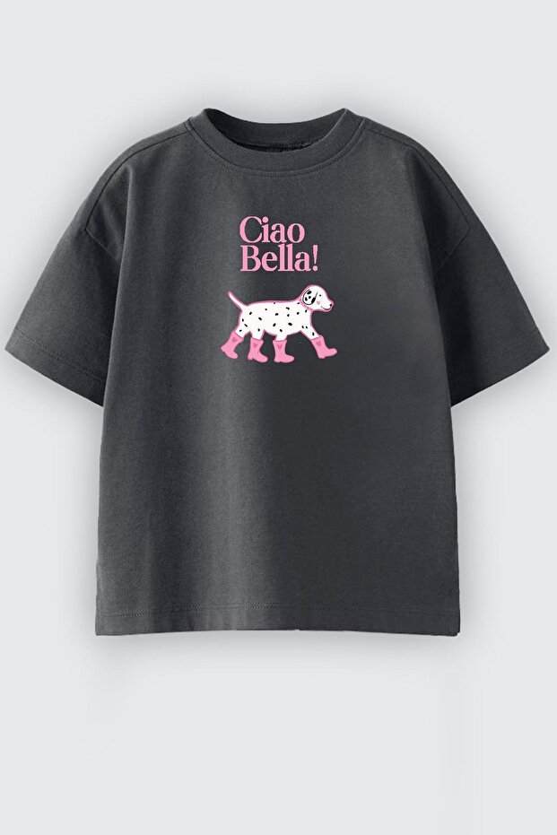 Girl's Dog Printed Cotton T-Shirt
