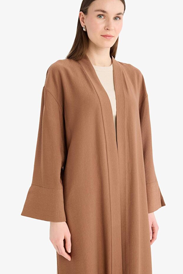 Relax Fit Basic Düz Midi Kimono D9929AX25SM - 3