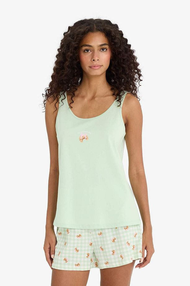 Regular Fit Pijama Takımı Kolsuz Baskılı Üst Esnek Belli Şort-fall In Love F1621ax25sm - 3