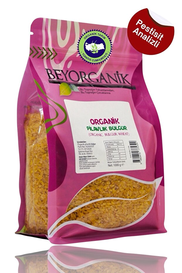 BEYORGANİK Organik Pilavlık Bulgur 1kg (PESTİSİT VE AFLATOKSİN ANALİZLİ)