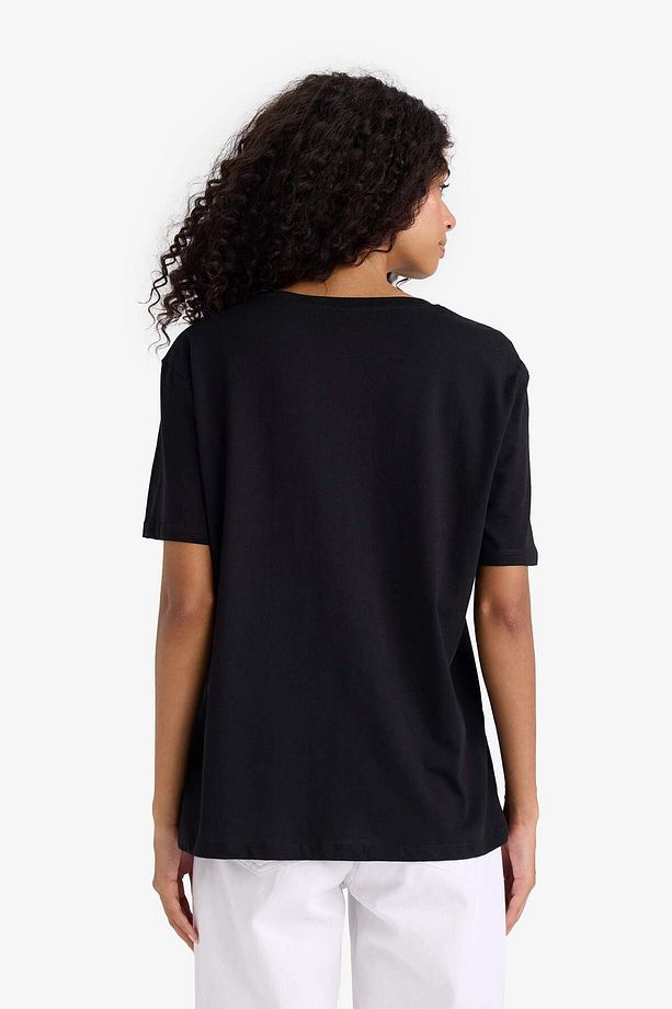 Regular Fit Bisiklet Yaka Basic Düz Penye Kısa Kollu Tişört F4209AXNS - 6
