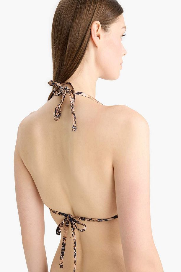 Regular Fit Leopar Desenli Üçgen Bikini Üstü-Fall in Love E3895AX25SM - 5
