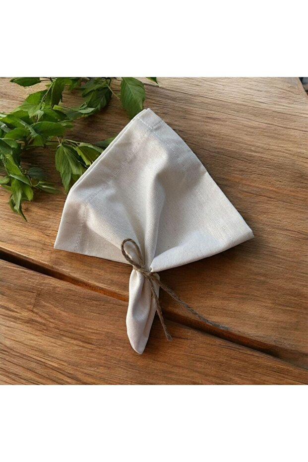 6 Pieces 33X33 Cream Cotton Linen Fabric Serving-Presentation Napkins 1St Quality Raw Linen (Suitable for Embroidery)