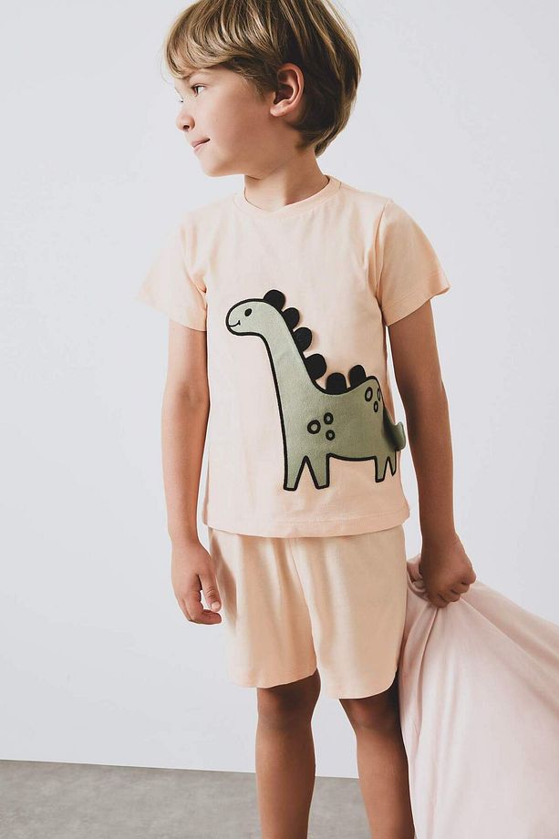 Erkek Bebek 2'li Pijama Takımı Kısa Kollu Penye Tişort Beli Lastikli Şort E4778A525SM - 4