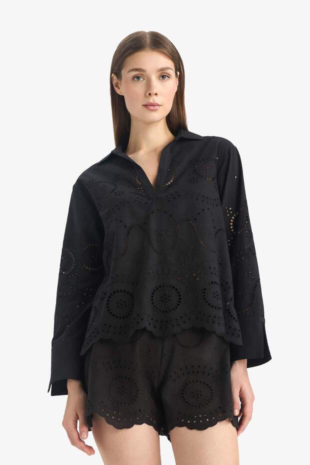 Regular Fit Brode Plaj Gömleği-Fall in Love E0598AX25SM - 3