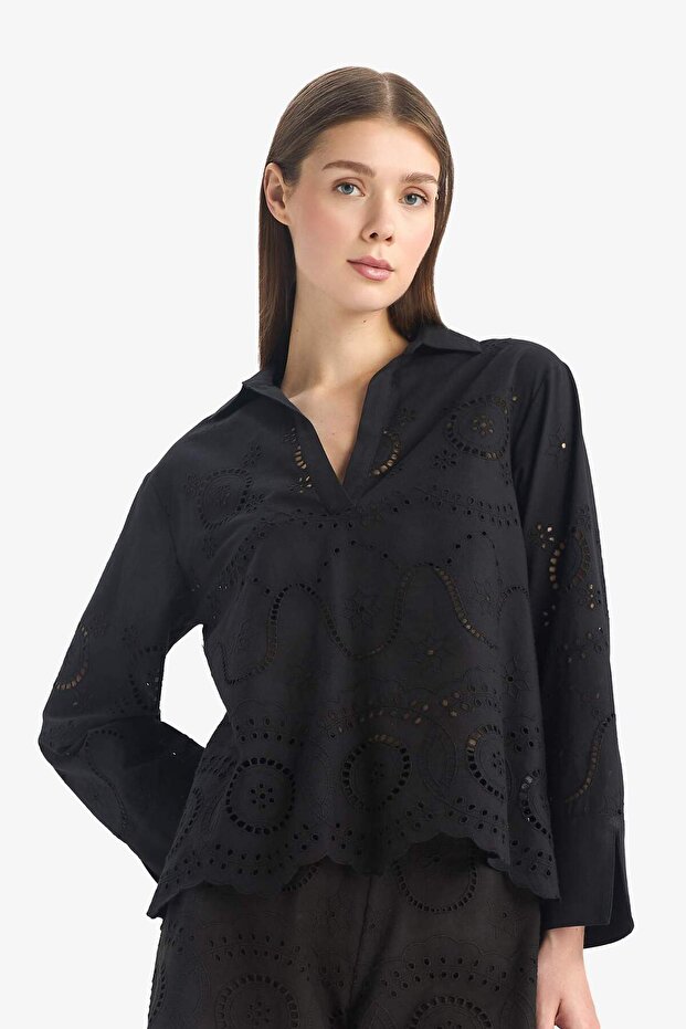 Regular Fit Brode Plaj Gömleği-Fall in Love E0598AX25SM - 4