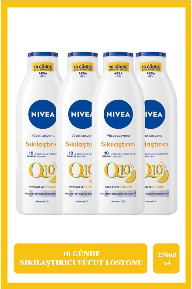 4 Adet Nivea Q10 250 ml Sıkılaştırıcı Vücut Losyonu vitamin C 10 Günde Sıkılaşma - 1