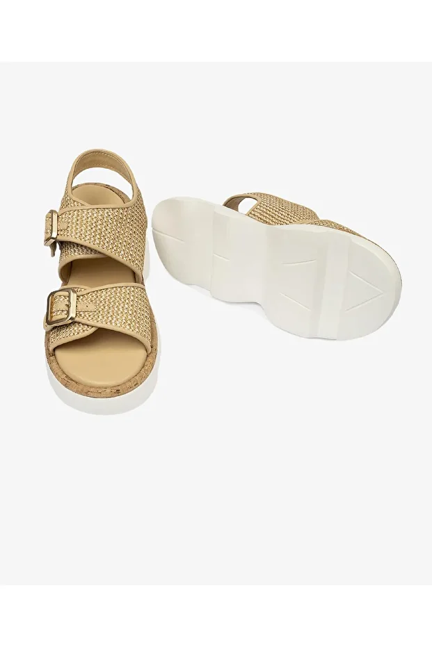 Kadın Bej Hakiki Deri Sandalet 4Y2AS59058 - 7
