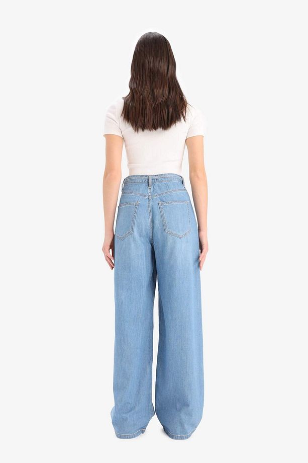 Wide Leg Yüksek Bel Geniş Paça Uzun Yumuşak Jean Pantolon E1679ax25sm - 7