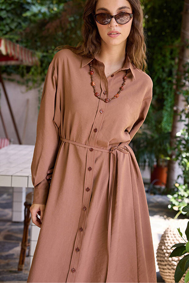 GÜLKURUSU VINTAGE GÖMLEK ELBİSE - 8