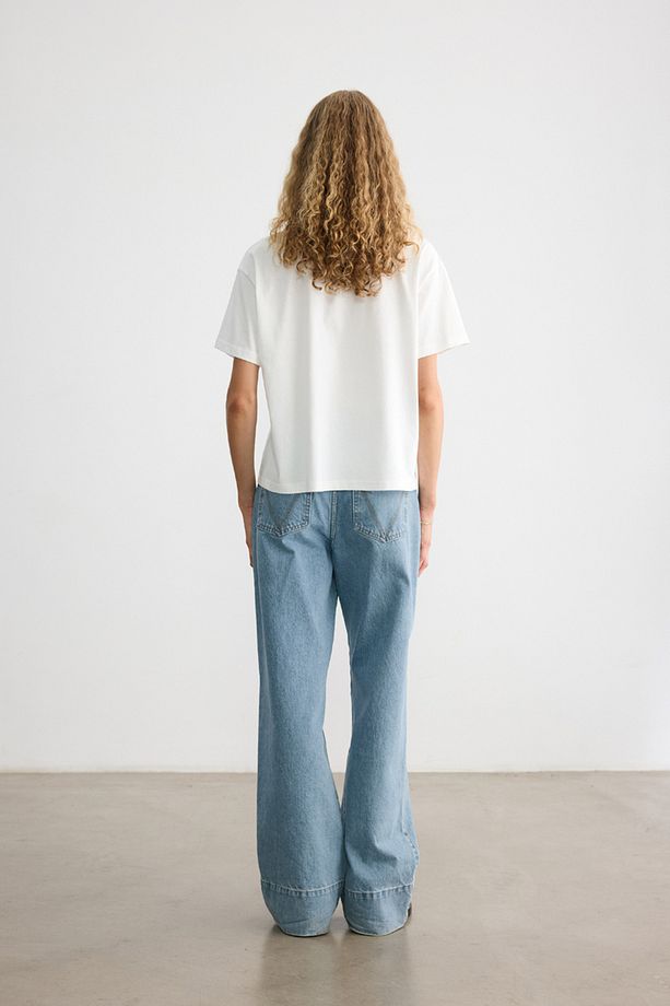ÇİÇEK NAKIŞLI KISA KOLLU T-SHIRT - 8