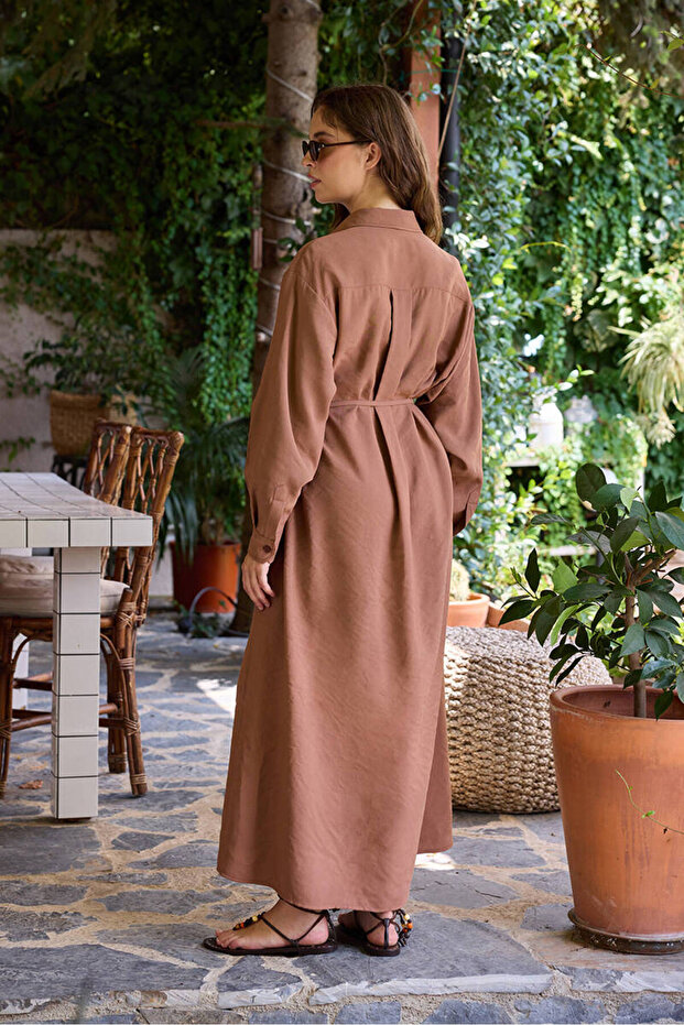 GÜLKURUSU VINTAGE GÖMLEK ELBİSE - 6