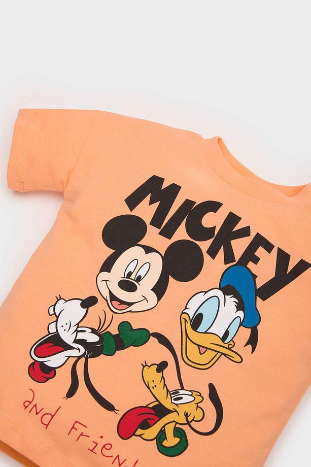 Erkek Bebek Disney Mickey & Minnie 2'li Takım Kısa Kollu Tişört Beli Lastikli Şort E6924A525SM - 3