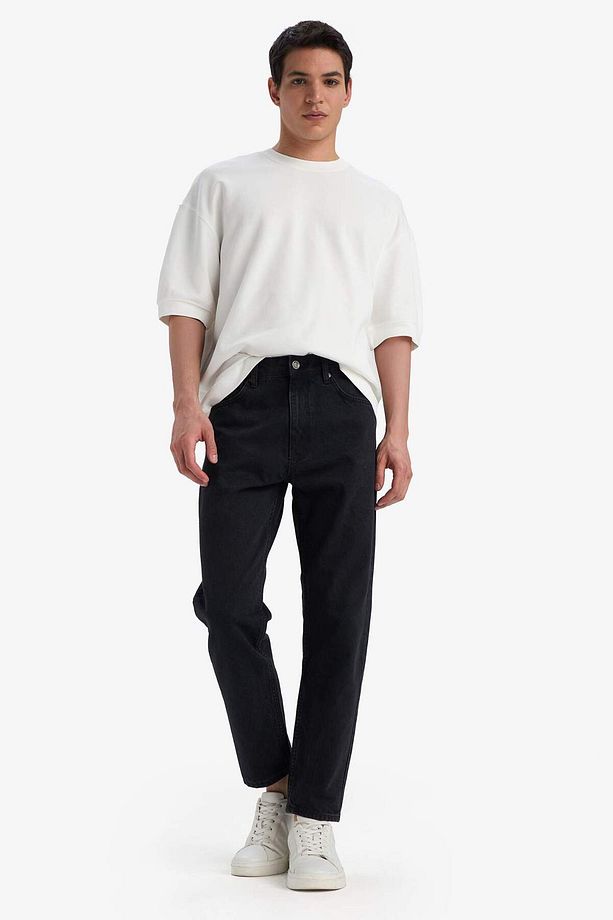 %100 Pamuk 90s Slim Fit Dar Kalıp Yüksek Bel Dar Paça Siyah Jean Pantolon E9202ax25sp - 4