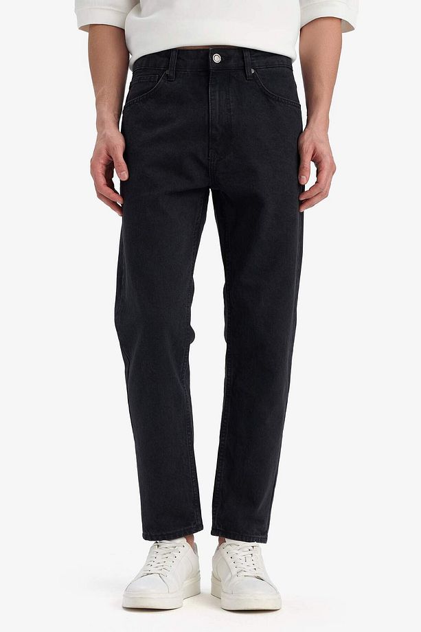 %100 Pamuk 90s Slim Fit Dar Kalıp Yüksek Bel Dar Paça Siyah Jean Pantolon E9202ax25sp - 1