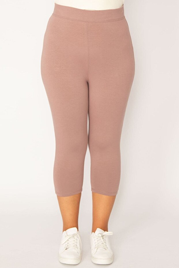 Women's Large Size Powder Cotton Fabric Leggings Capri 65n34124