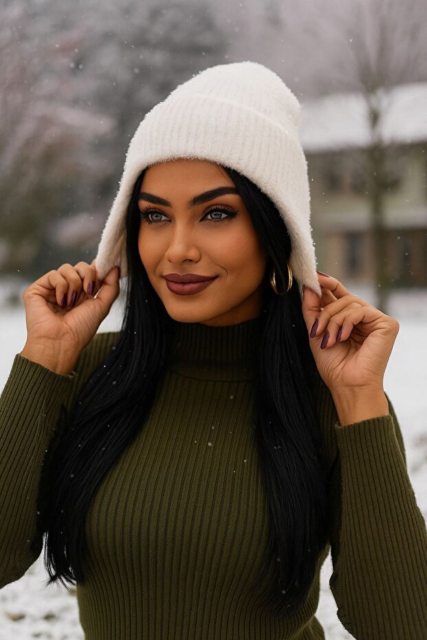 14638 Kulak Kapatıcılı Ekru Bere - 1