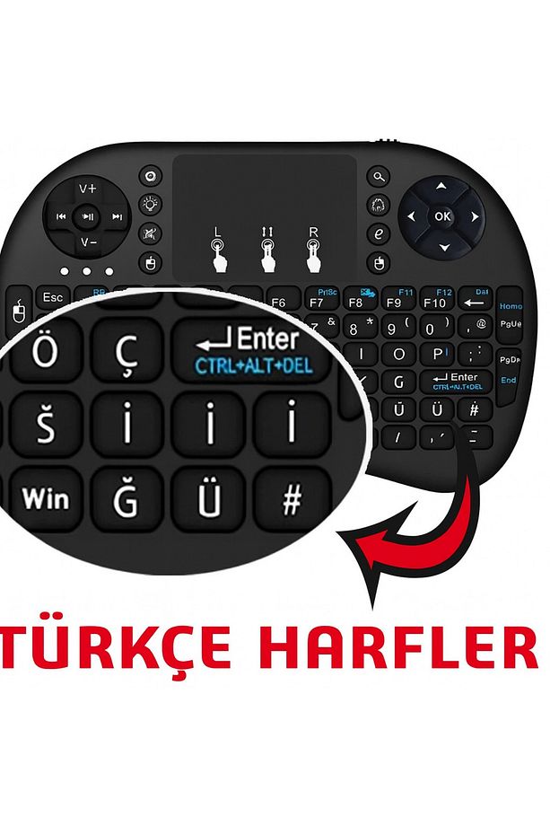 Işıklı Kablosuz Şarjlı Mini Q Klavye Mouse Smart Tv Box Ps3 Uyumlu - 3