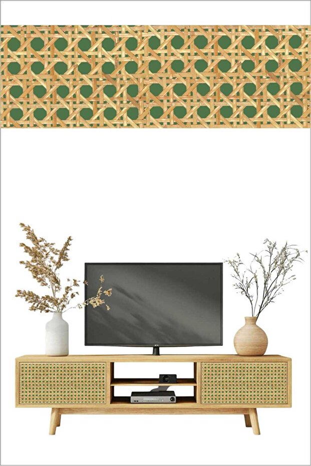 Wicker Rattan Patterned Self-Adhesive Lamination Cabinet, Dresser, Nightstand Covering Foil