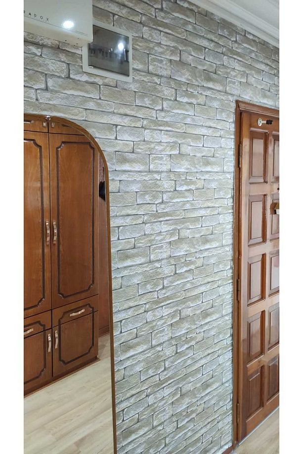 Yeşil Doğal Taş Desenli Üç Boyutlu Silinebilir 5 M2 Duvar Kağıdı - 3
